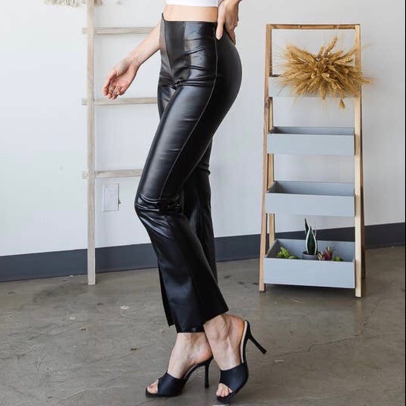 Dani Faux Leather Split Hem Pant - Picture 5 of 8